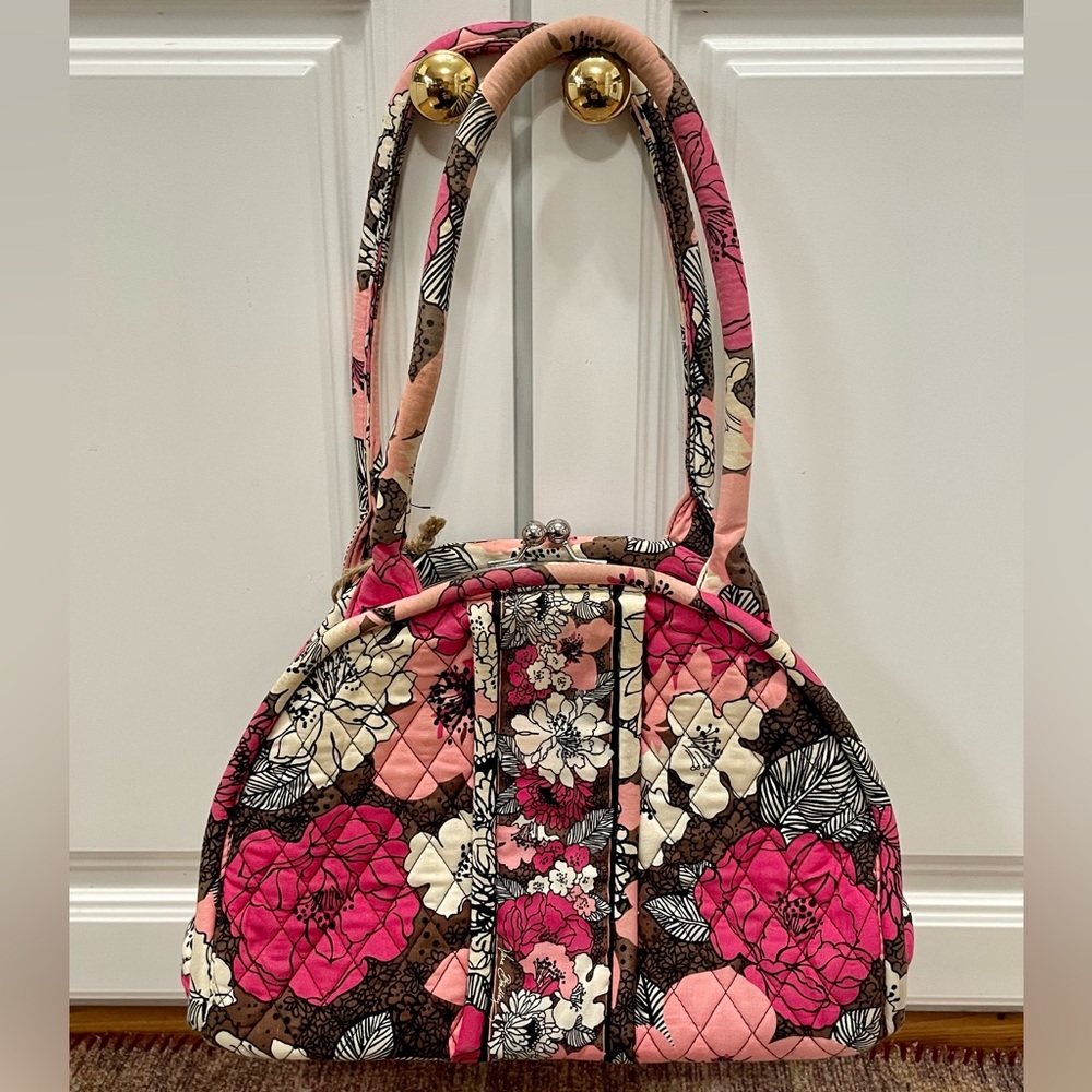 Vera Bradley Mocha Rouge Kiss Lock Purse